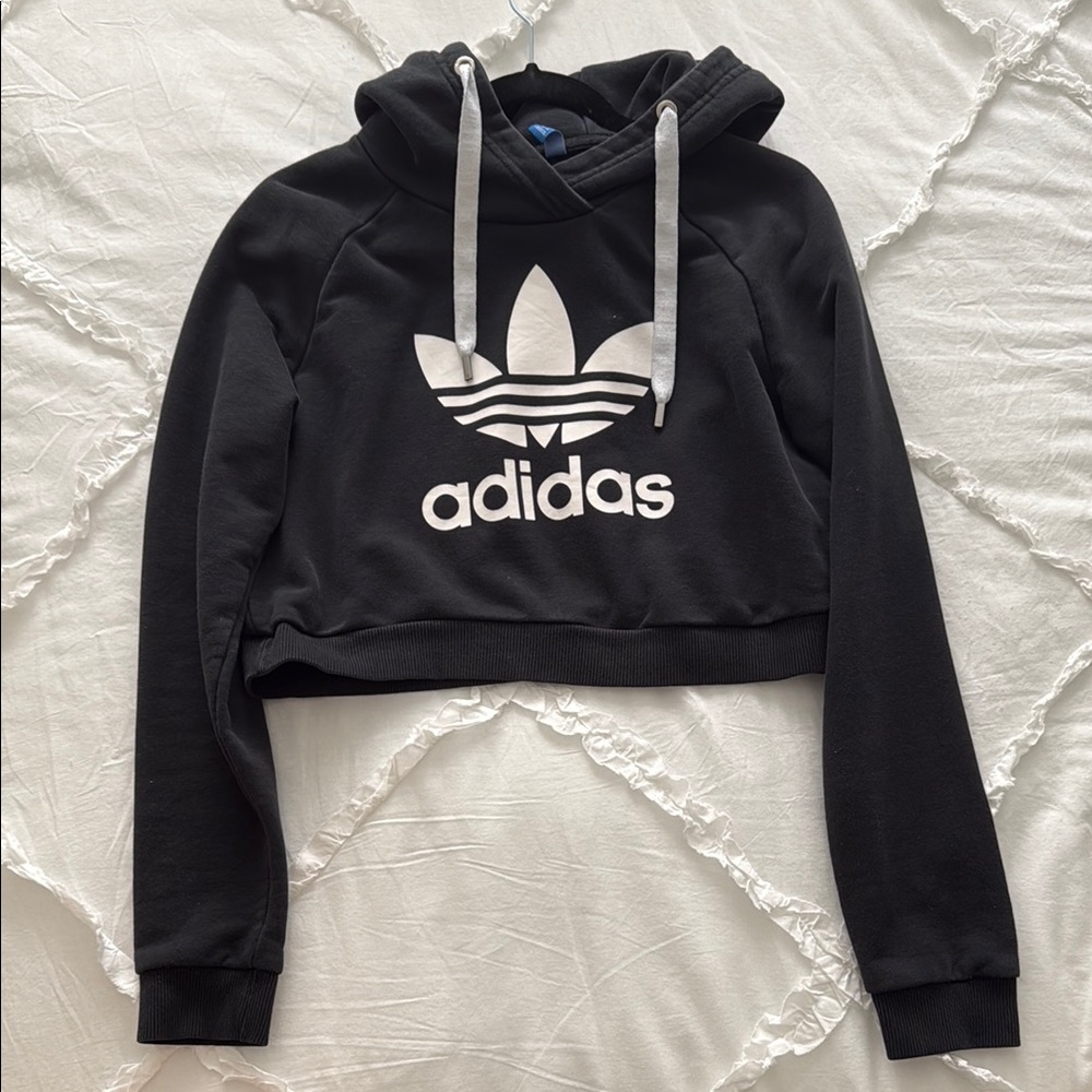 Adidas Black Cropped Hoodie